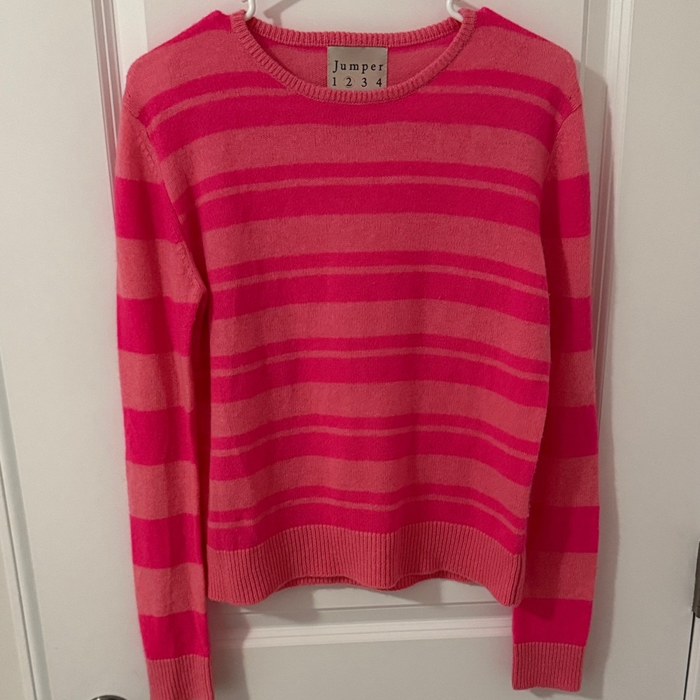 Jumper 1234 Pink Striped Women's Cashmere Sweater